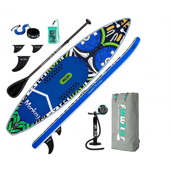 FunWater 132*33*6 ιντσών Φουσκωτό Stand Up Paddling Board Μέγιστο φορτίο 150kg Σανίδα του σερφ με φουσκωτό Paddle Board Αξεσουάρ Ρυθμιζόμενο Paddle Pump Σανίδα