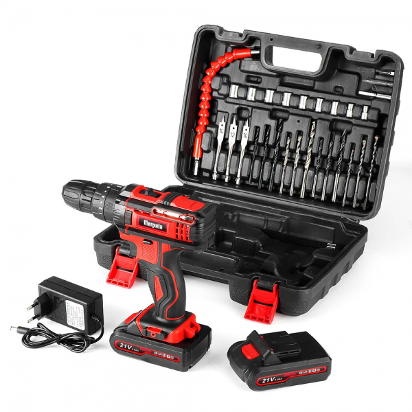 Mensela ED-LX1 3 σε 1 2 ασύρματο τρυπάνι Power Drill Driver Hammer Combo Kit Διπλή ταχύτητα με φωτισμό LED 2τμχ Μπαταρία 2,0Ah