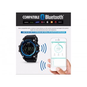 Smart Watch SKMEI 1227 BLACK ρολόι με Βηματομετρητή και Bluetooth χειρός ανδρικό  Ανδρας