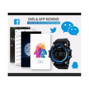 Smart Watch SKMEI 1227 BLACK ρολόι με Βηματομετρητή και Bluetooth χειρός ανδρικό  Ανδρας