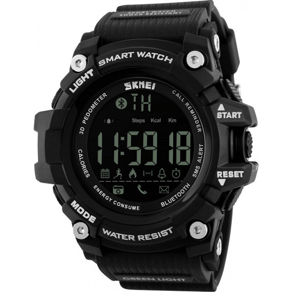 Smart Watch SKMEI 1227 BLACK ρολόι με Βηματομετρητή και Bluetooth χειρός ανδρικό  Ανδρας